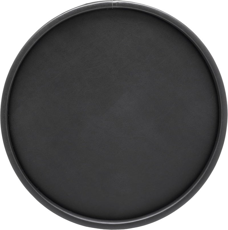 Kraftware 14-Inch Round Black Leatherette Serving Tray